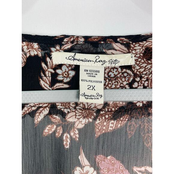American Rag Sheer Floral Chiffon Blouse 2X - Picture 4 of 7